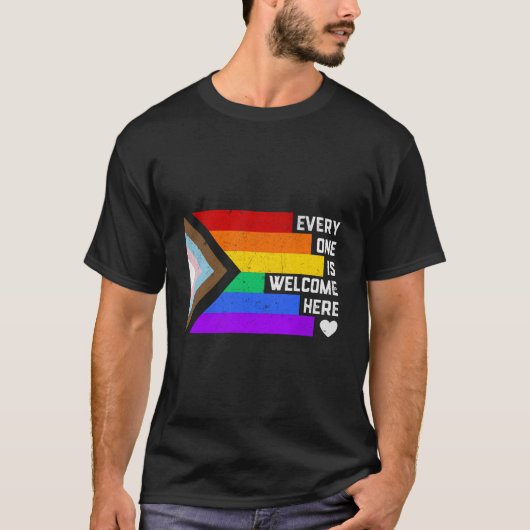 Iedereen is hier welkom in Trans Gay Lgbetq Rainbo T-shirt (Voorkant)