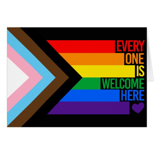 Iedereen is hier welkom (Progress Pride) Vlag (Voorkant Horizontaal)