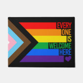 Iedereen is hier welkom (Progress Pride) Vlag Ban Deurmat (Voorkant)