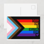 Iedereen is hier welkom (Progress Pride) Vlag Briefkaart (Voorkant / Achterkant)