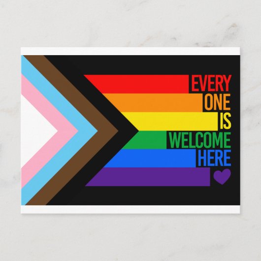 Iedereen is hier welkom (Progress Pride) Vlag Briefkaart (Voorkant)