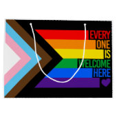 Iedereen is hier welkom (Progress Pride) Vlag Groot Cadeauzakje (Achterkant)