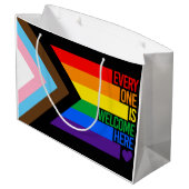 Iedereen is hier welkom (Progress Pride) Vlag Groot Cadeauzakje (Achterkant Gekanteld)