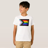 Iedereen is hier welkom (Progress Pride) Vlag T-shirt (Voorkant volledig)
