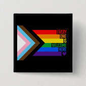 Iedereen is hier welkom (Progress Pride) Vlag Vierkante Button 5,1 Cm (Voorkant)