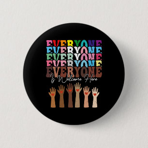 Iedereen is hier welkom Retro Groovy Diversity Te Ronde Button 5,7 Cm