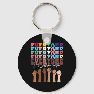 Iedereen is hier welkom Retro Groovy Diversity Te Sleutelhanger