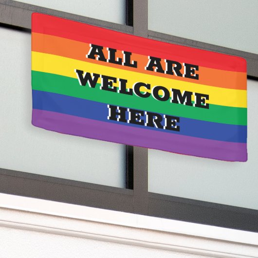 Iedereen is hier welkom spandoek (Buitenkant Gebouw)