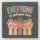 Iedereen is hier welkom stenen onderzetter (Voorkant)