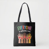 Iedereen is hier welkom tote bag (Voorkant)