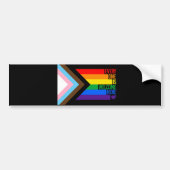 Iedereen is hier welkome vlag (Progress Pride) Bumpersticker (Voorkant)