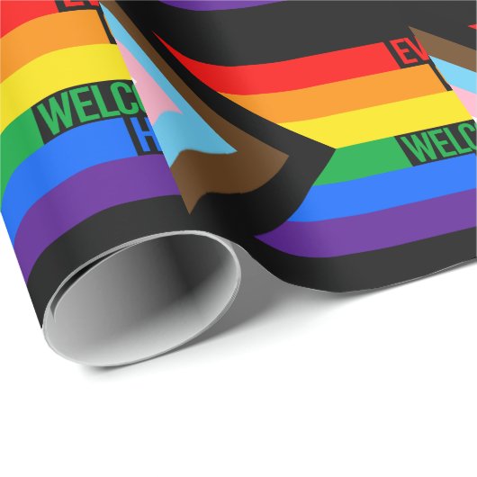 Iedereen is hier welkome vlag (Progress Pride) Cadeaupapier (Rol Hoek)