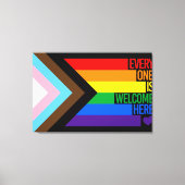Iedereen is hier welkome vlag (Progress Pride) Canvas Afdruk (Voorkant)
