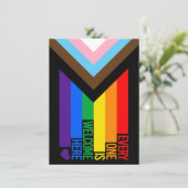 Iedereen is hier welkome vlag (Progress Pride) Feestdagenkaart (Staand voorkant)