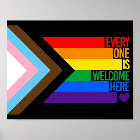 Iedereen is hier welkome vlag (Progress Pride) Poster (Voorkant)