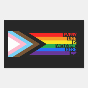 Iedereen is hier Welkome vlag (Progress Pride) Rechthoekige Sticker