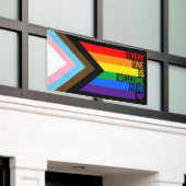 Iedereen is hier welkome vlag (Progress Pride) Spandoek (Buitenkant Gebouw)