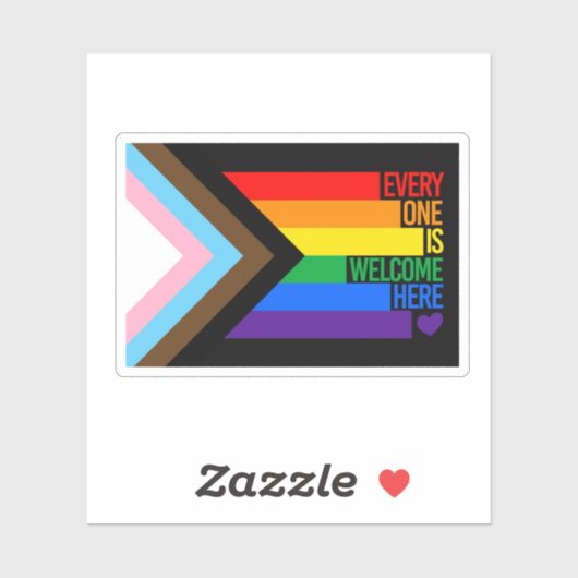 Iedereen is hier welkome vlag (Progress Pride) Sticker (Vel)