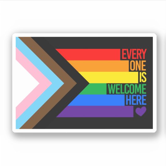 Iedereen is hier welkome vlag (Progress Pride) Sticker (Voorkant)