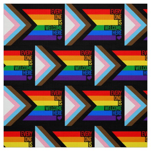 Iedereen is hier welkome vlag (Progress Pride) Stof (Swatch)