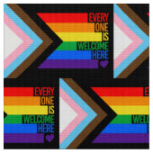 Iedereen is hier welkome vlag (Progress Pride) Stof (Close Up)