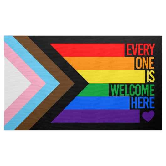 Iedereen is hier welkome vlag (Progress Pride) Stof (Yard (91,4 cm))