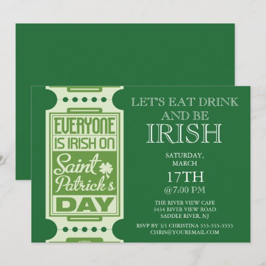 Iedereen is Iers St. Patrick's Day Party Kaart (Voorkant / Achterkant)
