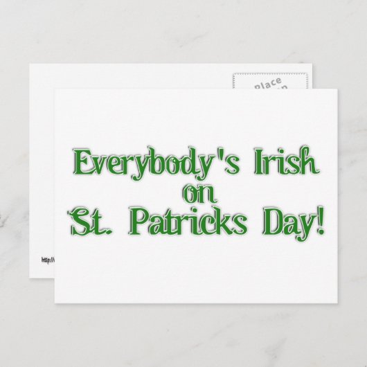 Iedereen is Iers...Tekst Afbeelding Briefkaart (Voorkant / Achterkant)