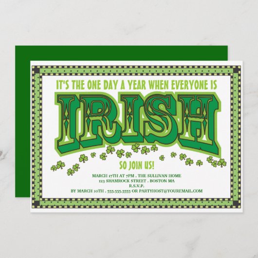 Iedereen is Irish St. Patrick's Day Party Kaart (Voorkant / Achterkant)