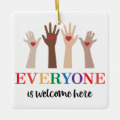 Iedereen is van harte welkom hier Idaho Teacher Keramisch Ornament (Voorkant)