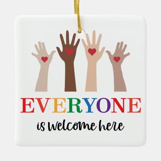 Iedereen is van harte welkom hier Idaho Teacher Keramisch Ornament (Voorkant)