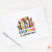 Iedereen is van harte welkom hier Idaho Teacher Vierkante Sticker (Envelop)