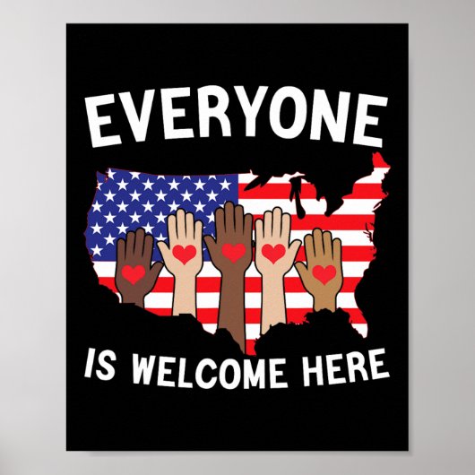 Iedereen is welkom bij American Flag for Support Poster (Voorkant)