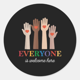 Iedereen is welkom bij Rainbow 1 Ronde Sticker