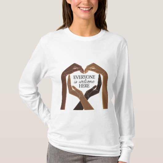 Iedereen is welkom: eenheid en diversiteit t-shirt (Voorkant)