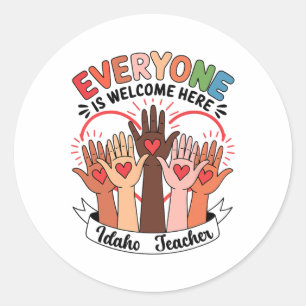 Iedereen is welkom hier Idaho Teacher 37 Ronde Sticker