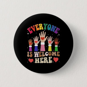 Iedereen is welkom hier in Idaho Teacher Stud Ronde Button 5,7 Cm