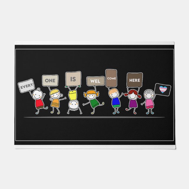 Iedereen is welkom hier, kom is dit huis deurmat (Voorkant)