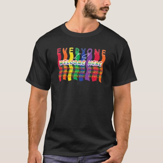 Iedereen is welkom hier LGBT Gay Pride Supporter T-shirt (Voorkant)