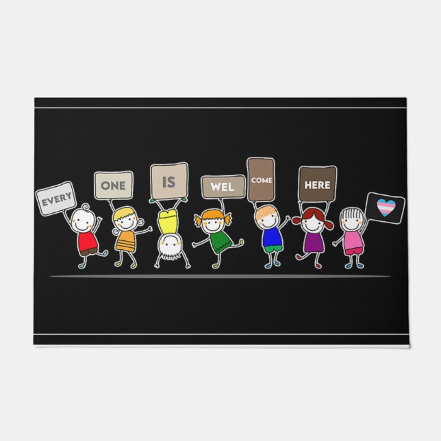 Iedereen is welkom hier Mat, stut Kinder  Deurmat (Voorkant)