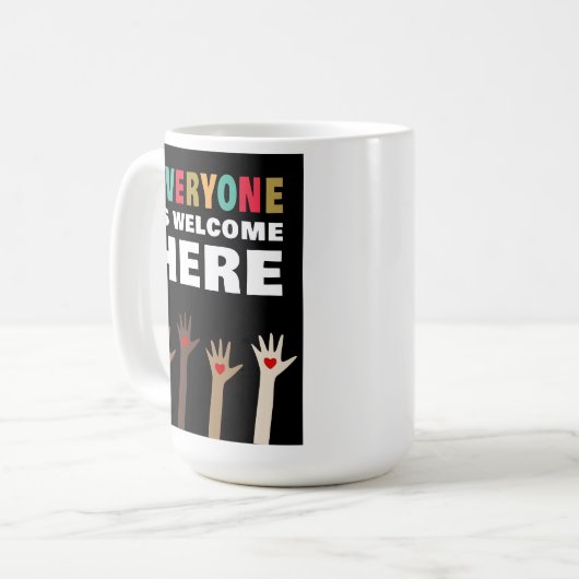 Iedereen is welkom hier mok (Voorkant links)