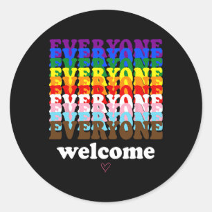 Iedereen is welkom hier Pride Maand LGBTQ Rainbow Ronde Sticker