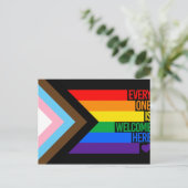 Iedereen is Welkom Hier (Progress Pride) Vlag Briefkaart (Staand voorkant)