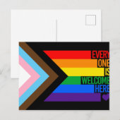 Iedereen is Welkom Hier (Progress Pride) Vlag Briefkaart (Voorkant / Achterkant)