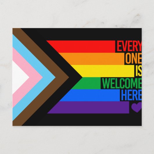 Iedereen is Welkom Hier (Progress Pride) Vlag Briefkaart (Voorkant)