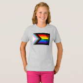 Iedereen is Welkom Hier (Progress Pride) Vlag T-shirt (Voorkant volledig)