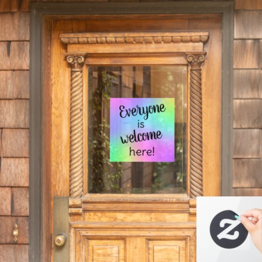 Iedereen is welkom hier raamklampen raamsticker (Huis Deur)