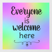 Iedereen is welkom hier raamklampen raamsticker (Vel)