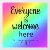 Iedereen is welkom hier raamklampen raamsticker (Vel)