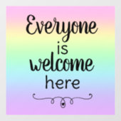 Iedereen is welkom hier Rainbow Window Cling Raamsticker (Vel)